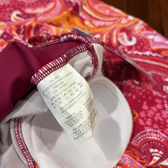 New NWT Swim Solutions Fuschia Pink Swim Dress One Piece Paisley‎ Print Sz 8 - Picture 4 of 12